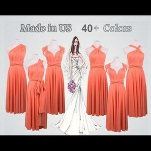 Short coral convertible dress